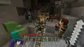 Petra riding a minecart while being attacked by monsters.