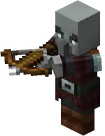 A pillager aiming a crossbow in Bedrock Edition.