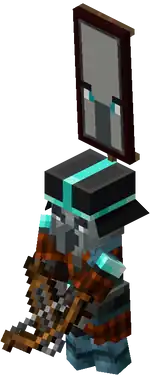A pillager raid captain within Minecraft Dungeons.