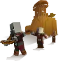 Artwork of several pillagers near a Pillager Outpost.