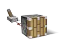Artwork of an incorrectly-rotated piston connected to a lever via redstone dust.