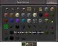 The inventory as shown in the Pocket Edition demo, with unlocked items at the top and locked items at the bottom.