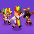 Several characters wearing LGBTQ+ pride items.
