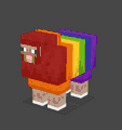 An early version of the rainbow sheep with white hooves.