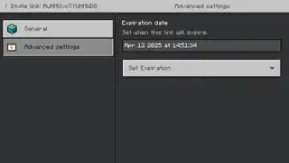 The "Advanced settings" tab for invite links.