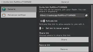The "General" settings tab for invite links.