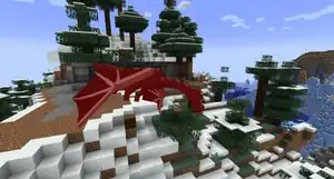 An ender dragon taking damage in the Overworld.