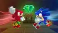 Sonic fighting Knuckles, based off an iconic scene from the film Sonic the Hedgehog 2.