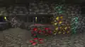Redstone ore in a mine.