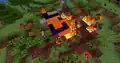 Jungle leaves generated over a ruined portal. Some leaves caught fire from lava.