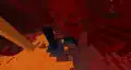 A ruined portal that generated in a crimson forest in the Nether.