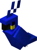 A sitting blue parrot.