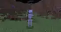 A skeleton in Bedrock Edition. Like in Beta 1.8, it holds its bow with both hands and it doesn't animate it's bow.