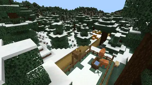 Naturally generated snow in a snowy taiga biome.