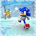 Tails throwing a snowball at Sonic.