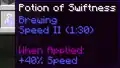 Speed II potion item description.