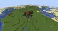 A spider spawning on a single block.