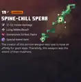 The spine-chill spear within the inventory.