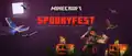 Image for the Spookiest Fall event seen on the Minecraft Halloween merch shop, showcasing a new event armor set and crossbow.