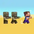 Steve running from two husks.