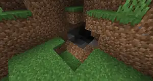 View of cave entrance showing some stone.