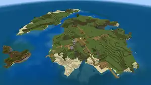 The Survival Island seed template, a plains island with a village.