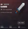 A sword within the inventory.