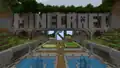 The Minecraft logo just outside of the TU69 tutorial world's spawn