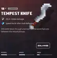A tempest knife within the inventory.