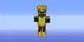 A zombie villager in a full set of golden armor.