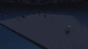 Mobs spawning in The Void flat world preset.