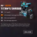 Titan's shroud within the inventory.