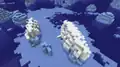 Naturally generated snow blocks in top of an iceberg.