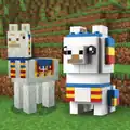 A comparison between the in-game and Lego BrickHeadz renditions of a Trader llama.