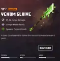 The venom glaive within the inventory.