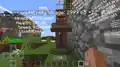 A villager spawning in village. On the top shows the coordinate of the village, and on the bottom shows the AI and attribute of the village. This villager is running component minecraft:behavior.look_at_entity, so it is set to 20 in minecraft:hea lth, 20 in maximum health, and 0.5 in minecraft:speed