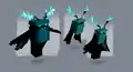 An early concept of the warden, using the current sculk colors. This one floated or hovered.