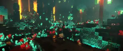 Warped Forest MCL.png: Infobox image for Warped Forest the location in Minecraft