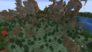 Wooded Mountains.png: Infobox image for Windswept Forest the biome in Minecraft