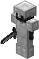 A wither skeleton wearing iron armor and wielding an iron sword.