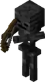 A wither skeleton holding a bow, ready to fire an arrow.