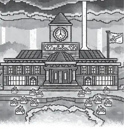 Woodsword Middle School replica.png: Infobox image for Woodsword Middle School (replica) the location in Minecraft