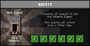 The completed quests menu.