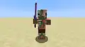 A zombie pigman holding an enchanted golden sword.
