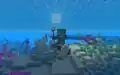 A zombie nautilus jockey near warm ocean ruins.
