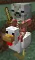 A baby zombie pigman riding a chicken, before the Texture Update.