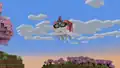 Zuri riding a happy ghast