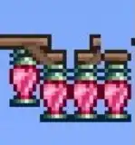 Heart Lanterns attached to Wooden Platforms.