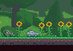 The RC Car moving on blocks and background walls.