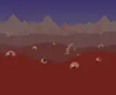 (Desktop, Console and Mobile versions) Red field with eyeballs and bones.